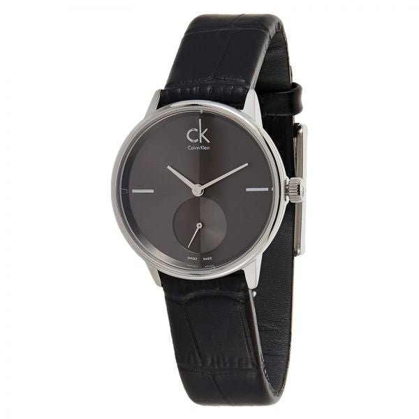  Shop Authentic Calvin Klein Accent Black Dial Black Leather Strap Watch for Women  - K2Y2Y1C3 - Luxxuri