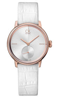  Shop Authentic Calvin Klein Accent Silver Dial White Leather Strap Watch for Women - K2Y236K6 - Luxxuri