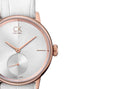  Shop Authentic Calvin Klein Accent Silver Dial White Leather Strap Watch for Women - K2Y216K6 - Luxxuri