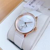  Shop Authentic Calvin Klein Accent Silver Dial White Leather Strap Watch for Women - K2Y236K6 - Luxxuri