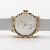  Shop Authentic Calvin Klein Accent Silver Dial White Leather Strap Watch for Women - K2Y236K6 - Luxxuri
