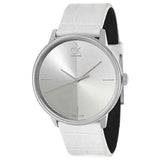  Shop Authentic Calvin Klein Accent Silver Dial White Leather Strap Watch for Women - K2Y2X1K6 - Luxxuri