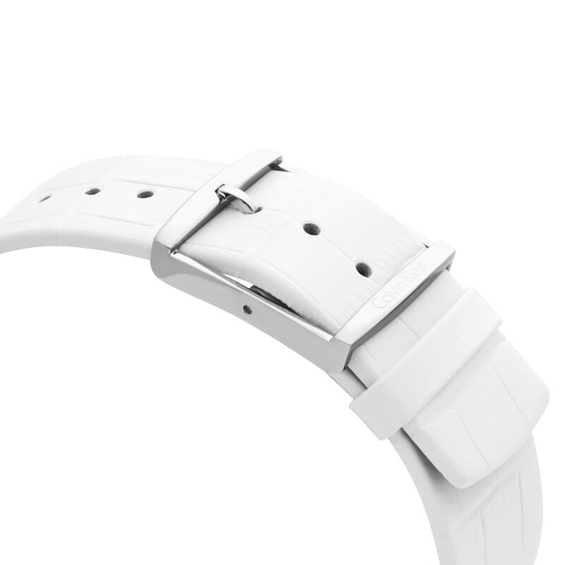  Shop Authentic Calvin Klein Accent Silver Dial White Leather Strap Watch for Men - K2Y2X1KW - Luxxuri