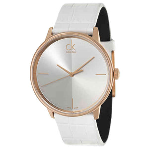  Shop Authentic Calvin Klein Accent White Dial White Leather Strap Watch for Women - K2Y2X6K6 - Luxxuri