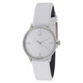  Shop Authentic Calvin Klein Accent Silver Dial White Leather Strap Watch for Women - K2Y2Y1KW - Luxxuri