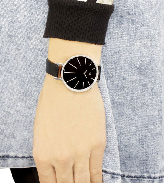  Shop Authentic Calvin Klein Equal Black Dial Black Leather Strap Watch for Women - K3E231C1 - Luxxuri