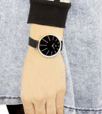  Shop Authentic Calvin Klein Equal Black Dial Black Leather Strap Watch for Women - K3E231C1 - Luxxuri