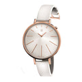  Shop Authentic Calvin Klein Equal Silver Dial White Leather Strap Watch for Women - K3E236L6 - Luxxuri