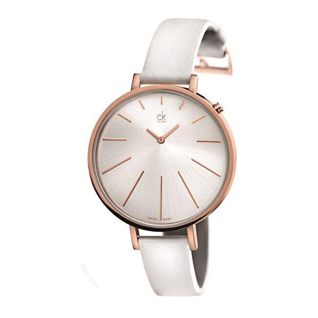  Shop Authentic Calvin Klein Equal Silver Dial White Leather Strap Watch for Women - K3E236L6 - Luxxuri