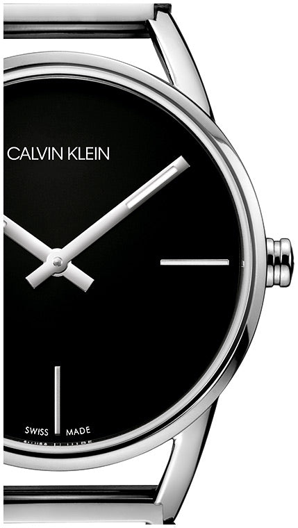  Shop Authentic Calvin Klein Stately Black Dial Silver Steel Strap Watch for Women - K3G23121 - Luxxuri