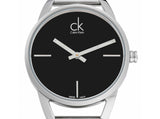  Shop Authentic Calvin Klein Stately Black Dial Silver Steel Strap Watch for Women - K3G23121 - Luxxuri
