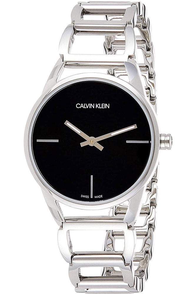  Shop Authentic Calvin Klein Stately Black Dial Silver Steel Strap Watch for Women - K3G23121 - Luxxuri
