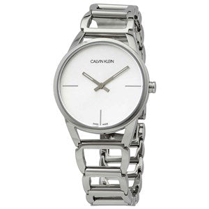  Shop Authentic Calvin Klein Stately Silver Dial Silver Steel Strap Watch for Women - K3G2312W - Luxxuri