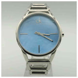  Shop Authentic Calvin Klein Stately Blue Mother of Pearl Dial Silver Steel Strap Watch for Women - K3G2312N - Luxxuri