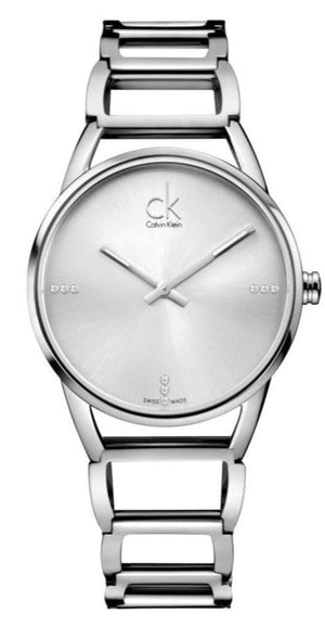  Shop Authentic Calvin Klein Stately Silver Dial Silver Steel Strap Watch for Women - K3G2312W - Luxxuri