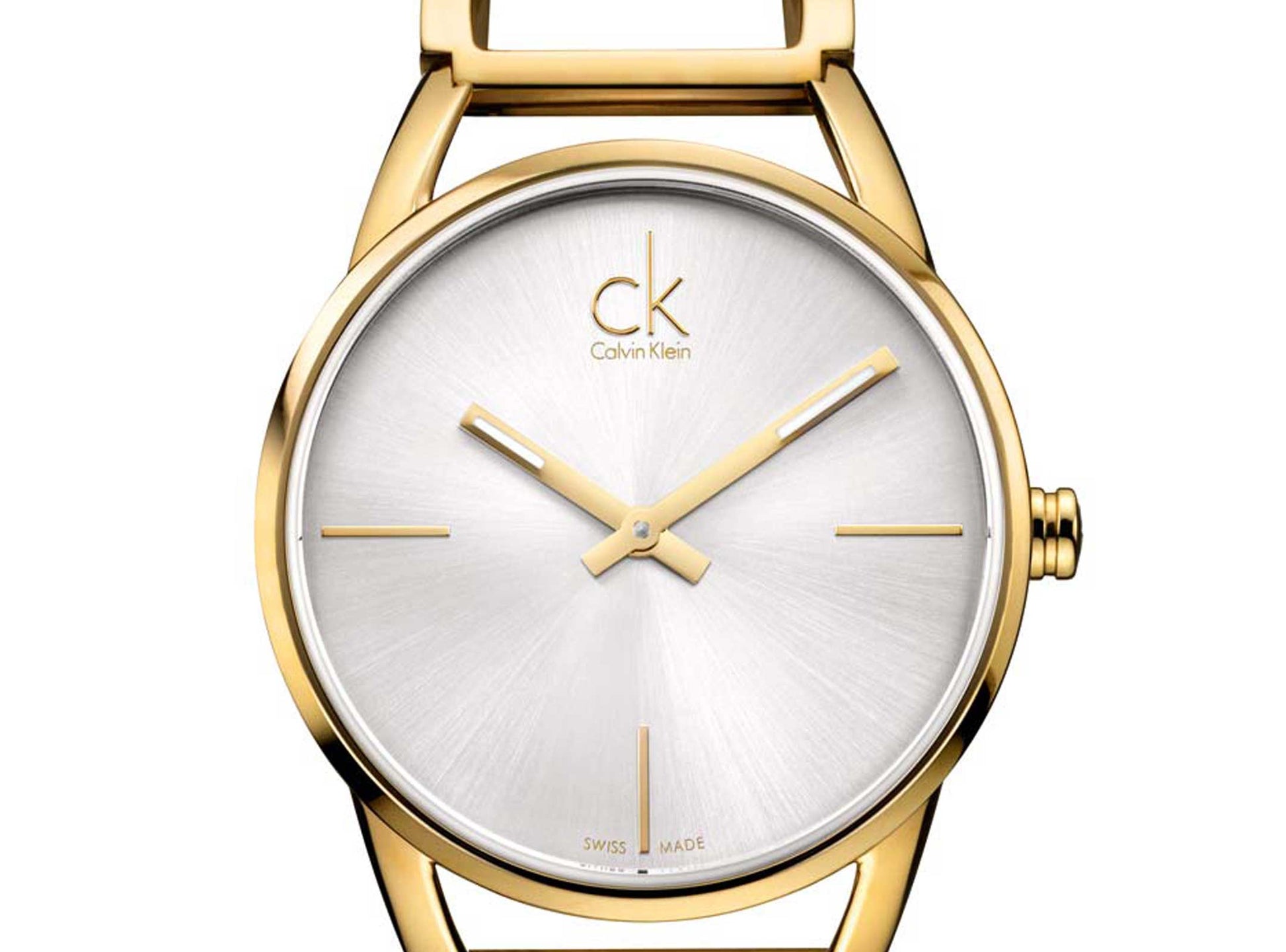  Shop Authentic Calvin Klein Stately Silver Dial Gold Steel Strap Watch for Women - K3G23526 - Luxxuri