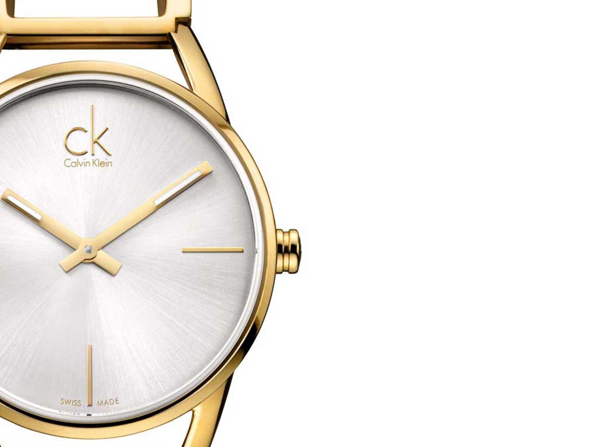  Shop Authentic Calvin Klein Stately Silver Dial Gold Steel Strap Watch for Women - K3G23526 - Luxxuri