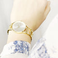 Shop Authentic Calvin Klein Stately Silver Dial Gold Steel Strap Watch for Women - K3G23526 - Luxxuri
