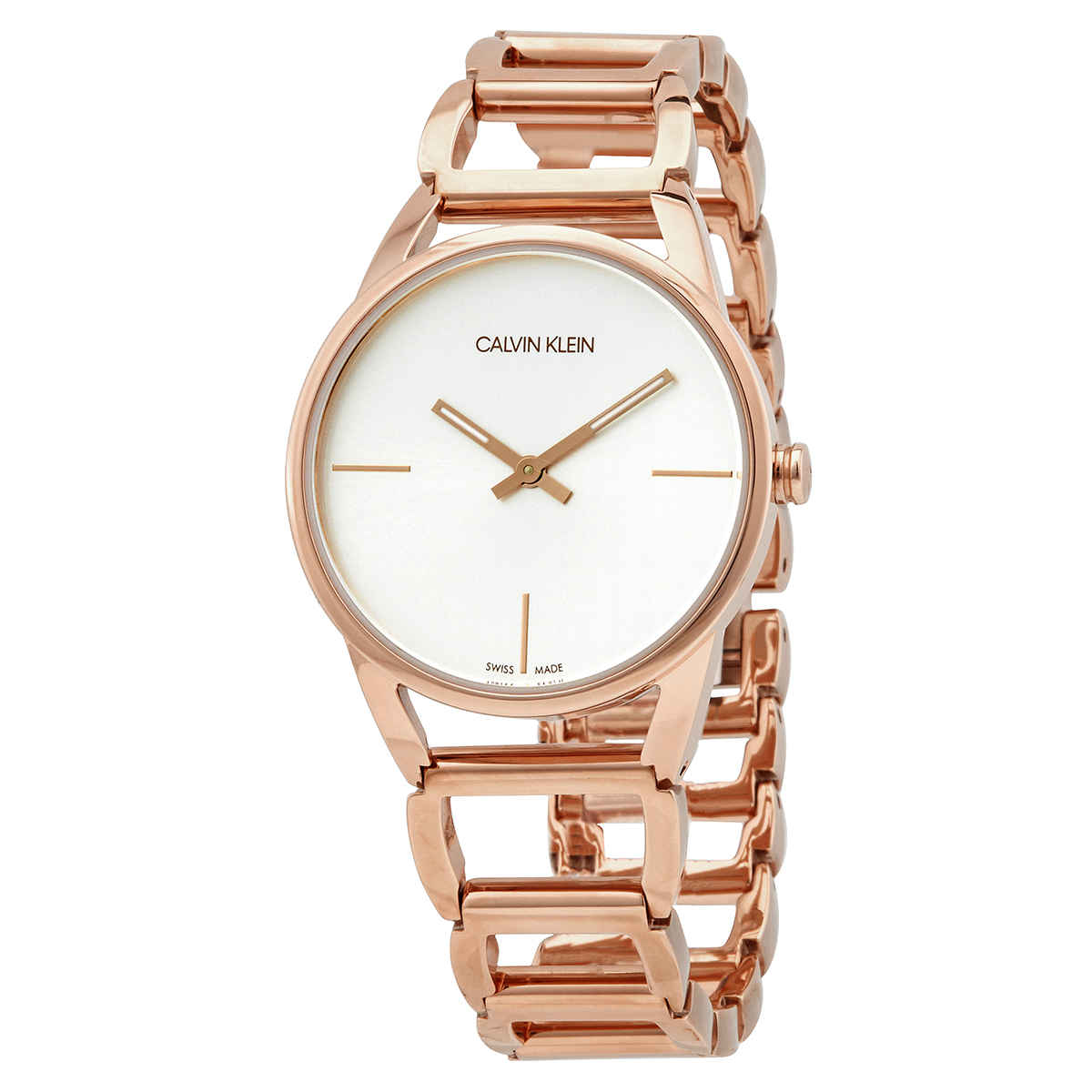  Shop Authentic Calvin Klein Stately White Dial Rose Gold Steel Strap Watch for Women - K3G23626 - Luxxuri
