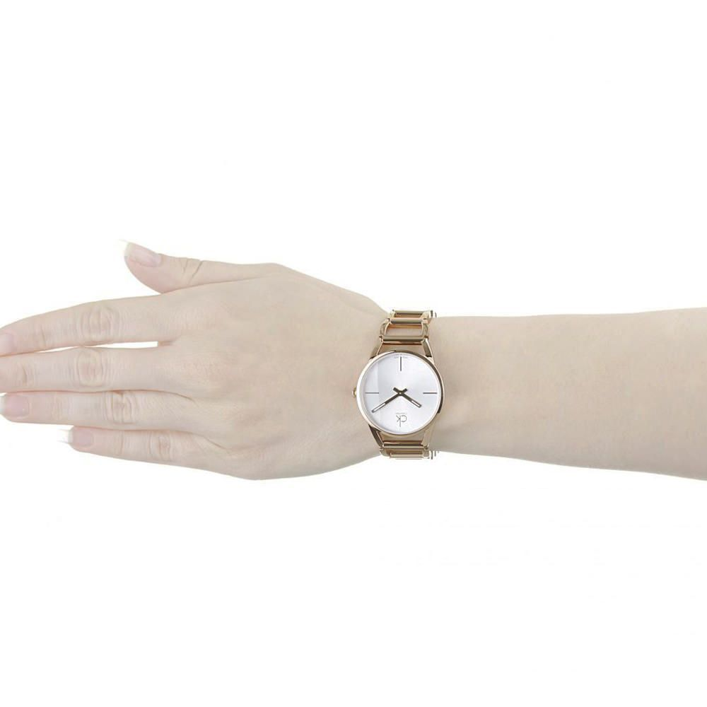  Shop Authentic Calvin Klein Stately White Dial Rose Gold Steel Strap Watch for Women - K3G23626 - Luxxuri