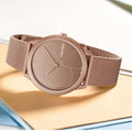  Shop Authentic Calvin Klein Minimal Quartz Pink Gold Dial Pink Gold Mesh Bracelet Watch for Men - K3M11TFK - Luxxuri