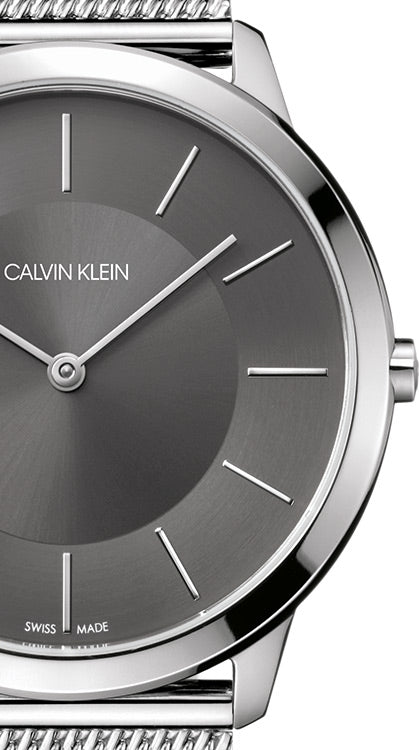  Shop Authentic Calvin Klein Minimal Grey Dial Silver Mesh Bracelet Watch for Men - K3M21124 - Luxxuri