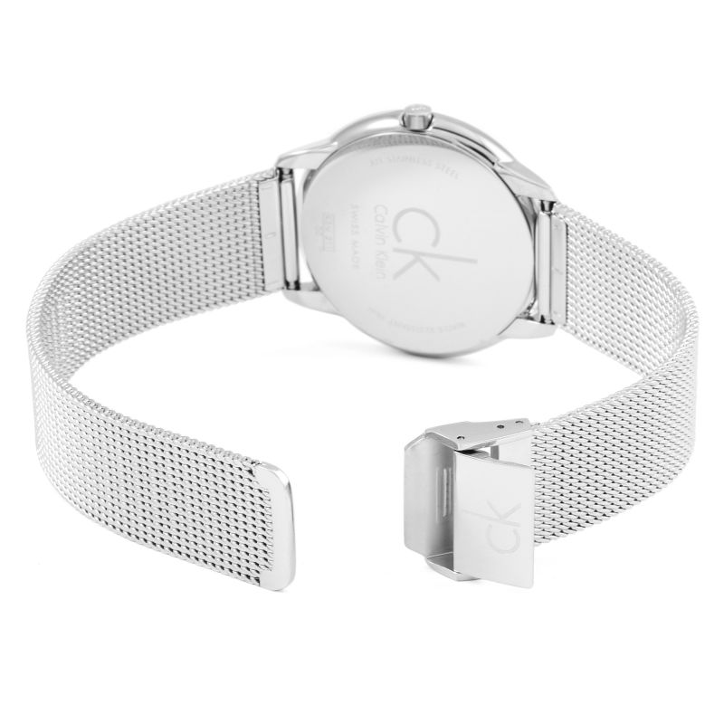  Shop Authentic Calvin Klein Minimal Grey Dial Silver Mesh Bracelet Watch for Men - K3M21124 - Luxxuri