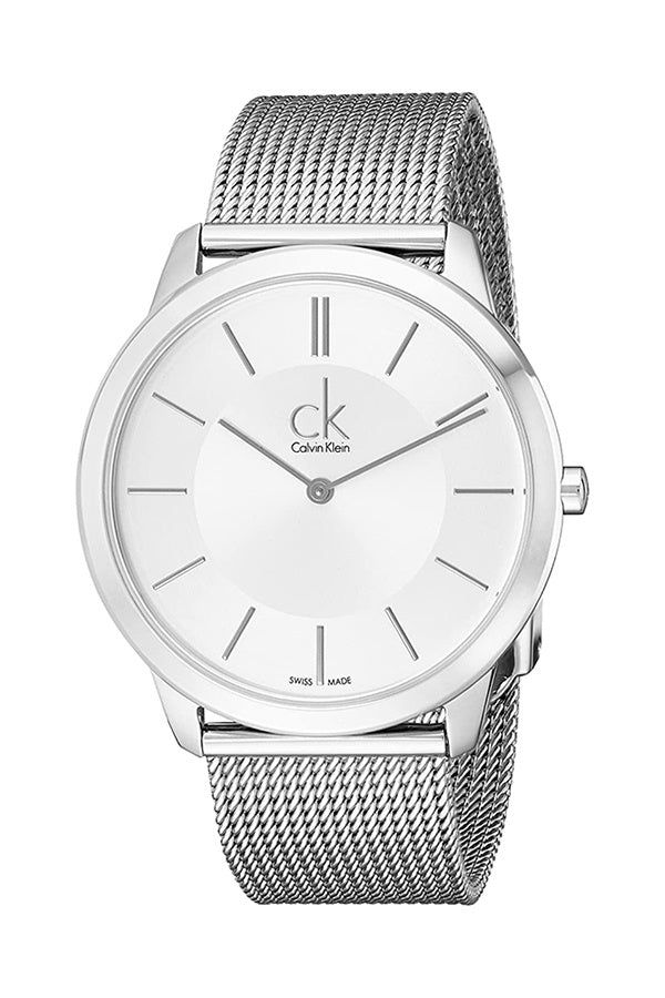  Shop Authentic Calvin Klein Minimal Silver Dial Silver Mesh Bracelet Watch for Men - K3M21126 - Luxxuri
