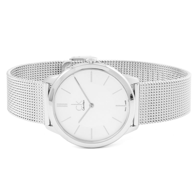  Shop Authentic Calvin Klein Minimal Silver Dial Silver Mesh Bracelet Watch for Men - K3M21126 - Luxxuri