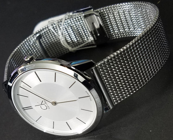  Shop Authentic Calvin Klein Minimal Silver Dial Silver Mesh Bracelet Watch for Men - K3M21126 - Luxxuri