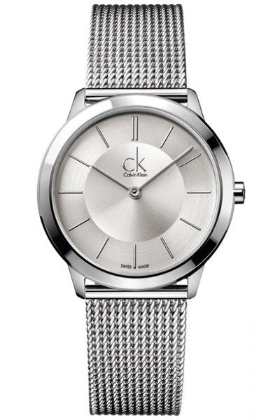  Shop Authentic Calvin Klein Minimal Silver Dial Silver Mesh Bracelet Watch for Men - K3M21126 - Luxxuri