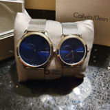  Shop Authentic Calvin Klein Minimal Blue Dial Silver Mesh Bracelet Watch for Women - K3M2212N - Luxxuri