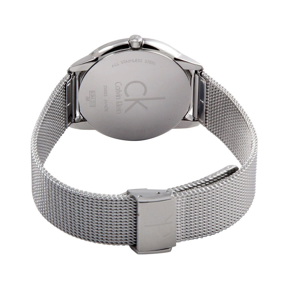  Shop Authentic Calvin Klein Minimalist Black Dial Silver Mesh Bracelet Watch for Men - K3M2112X - Luxxuri