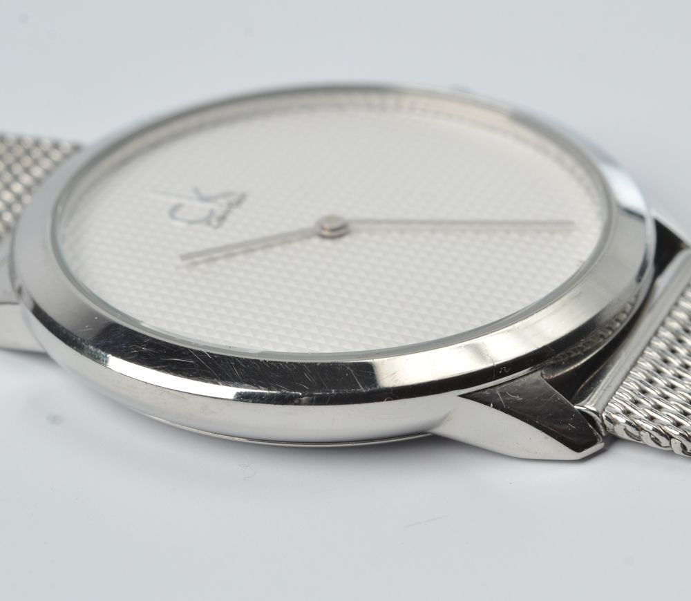  Shop Authentic Calvin Klein Minimal White Dial Silver Mesh Bracelet Watch for Men - K3M2112Y - Luxxuri