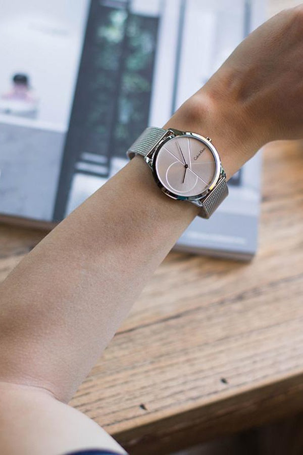  Shop Authentic Calvin Klein Minimal Silver Dial Silver Mesh Bracelet Watch for Men - K3M2112Z - Luxxuri