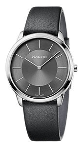  Shop Authentic Calvin Klein Minimal Black Dial Black Leather Strap Watch for Men - K3M211C4 - Luxxuri