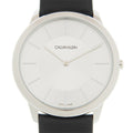  Shop Authentic Calvin Klein Minimalist White Dial Black Leather Strap Watch for Men - K3M211C6 - Luxxuri