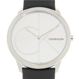  Shop Authentic Calvin Klein Minimal Silver Dial Black Leather Strap Watch for Men - K3M211CY - Luxxuri
