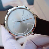  Shop Authentic Calvin Klein Minimal Silver Dial Brown Leather Strap Watch for Men - K3M221G6 - Luxxuri