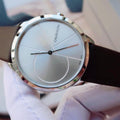 Shop Authentic Calvin Klein Minimal Silver Dial Black Leather Strap Watch for Men - K3M221CY - Luxxuri