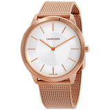  Shop Authentic Calvin Klein Minimal White Dial Rose Gold Mesh Bracelet Watch for Men - K3M21626 - Luxxuri