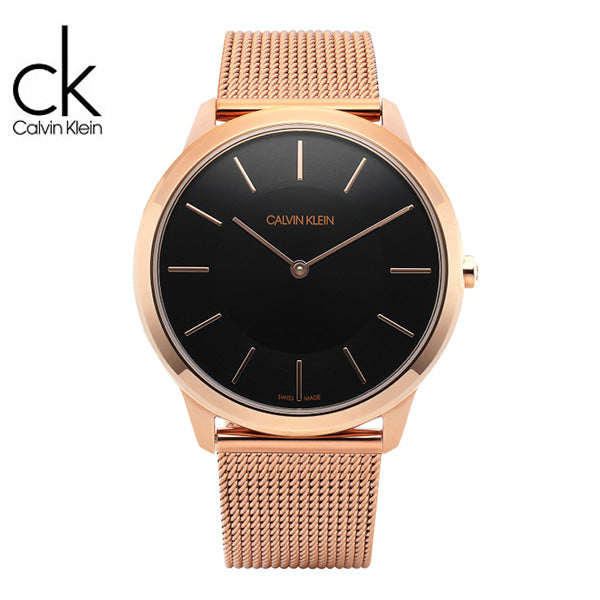  Shop Authentic Calvin Klein Minimal Black Dial Rose Gold Mesh Bracelet Watch for Men - K3M2162Y - Luxxuri