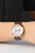  Shop Authentic Calvin Klein Minimal White Dial Brown Leather Strap Watch for Men - K3M216G6 - Luxxuri