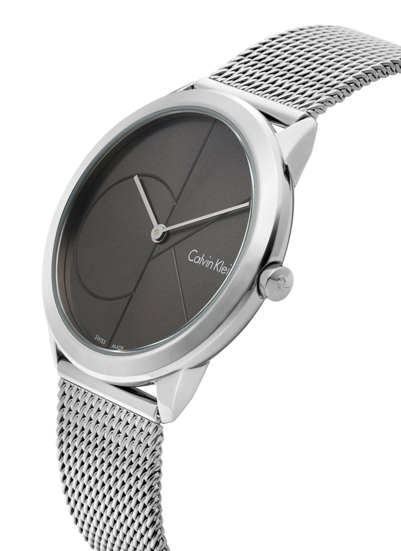  Shop Authentic Calvin Klein Minimal Black Dial Silver Mesh Bracelet Watch for Women - K3M22123 - Luxxuri