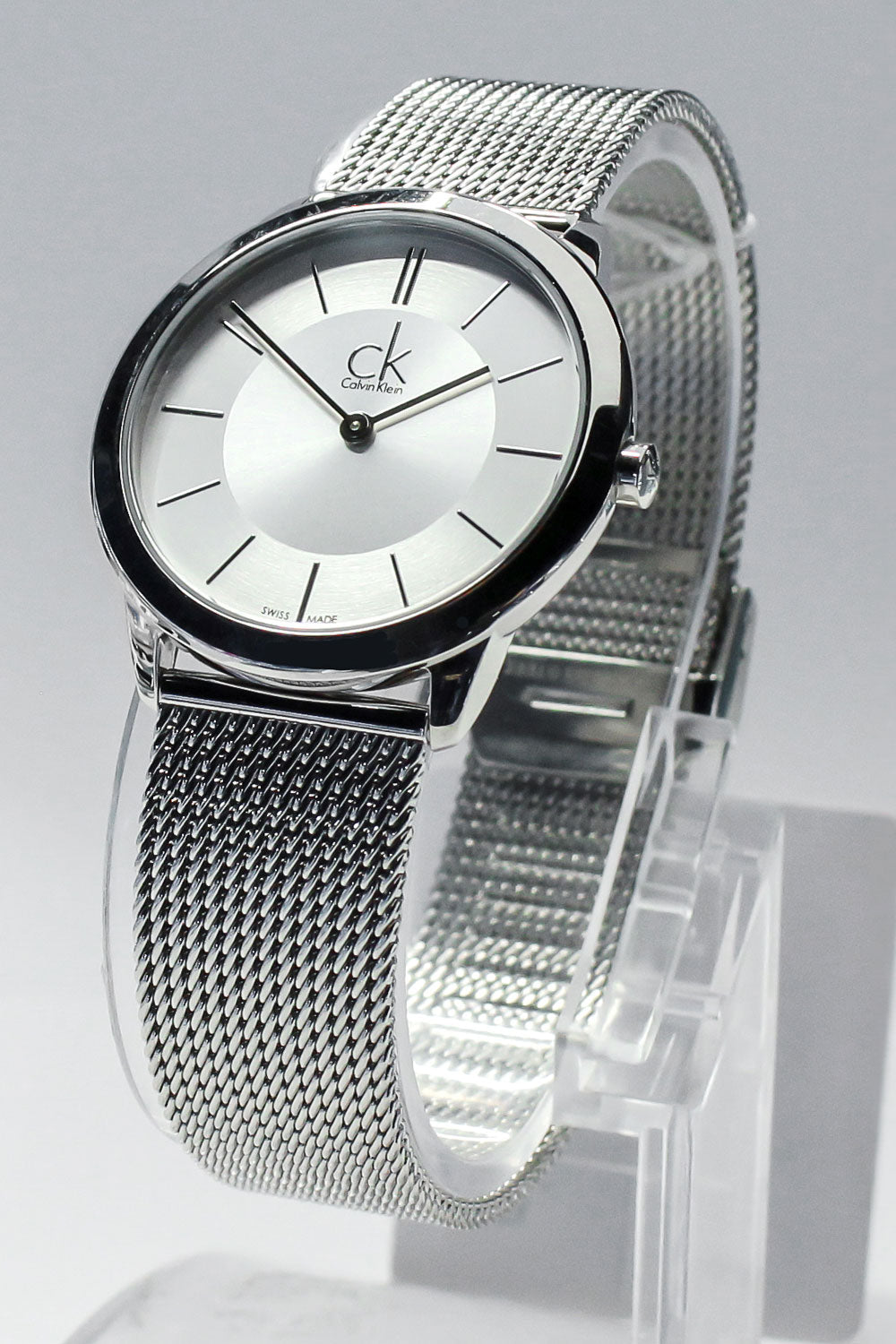  Shop Authentic Calvin Klein Minimal White Dial Silver Mesh Bracelet Watch for Men - K3M22126 - Luxxuri