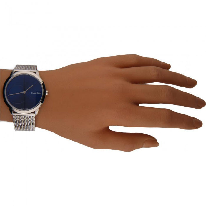  Shop Authentic Calvin Klein Minimal Blue Dial Silver Mesh Bracelet Watch for Women - K3M2212N - Luxxuri