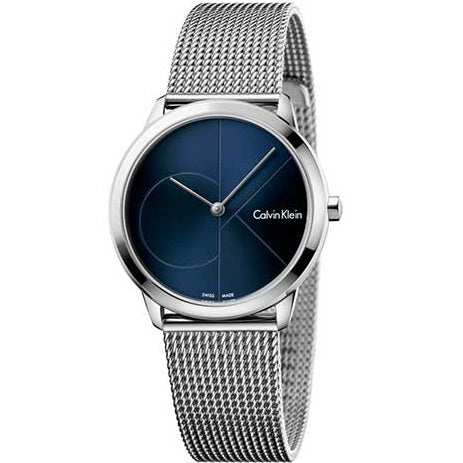  Shop Authentic Calvin Klein Minimal Blue Dial Silver Mesh Bracelet Watch for Women - K3M2212N - Luxxuri