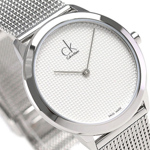 Shop Authentic Calvin Klein Minimal White Dial Silver Mesh Bracelet Watch for Women - K3M2212Y - Luxxuri