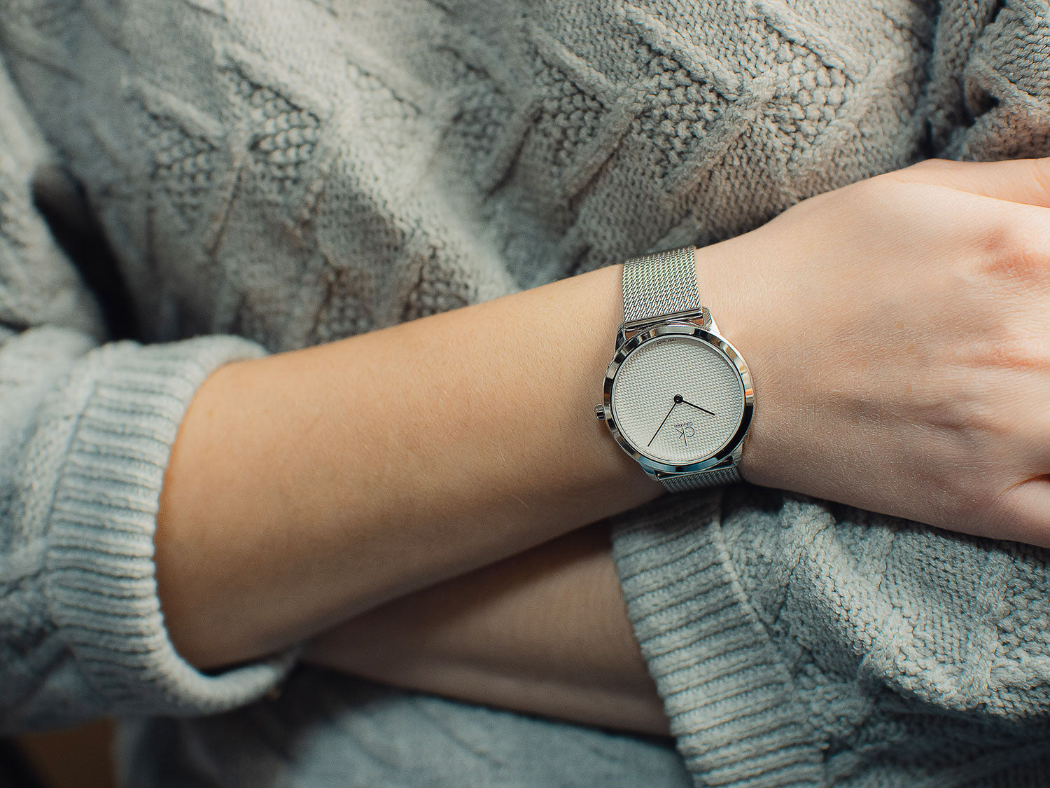  Shop Authentic Calvin Klein Minimal White Dial Silver Mesh Bracelet Watch for Women - K3M2212Y - Luxxuri
