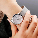  Shop Authentic Calvin Klein Minimal Silver Dial Silver Mesh Bracelet Watch for Women - K3M2212Z - Luxxuri